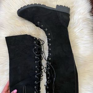 Knee High Tie Up Witchy Black Boots Size 41 (BOGO 50%)